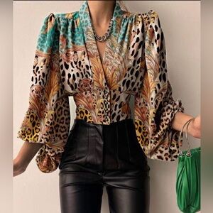 Elegant Multicolor Patterned Women's Top